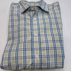 Vineyard Vines Baron Shirt Men’s Blue, green & white Plaid Button Up Sz XXL